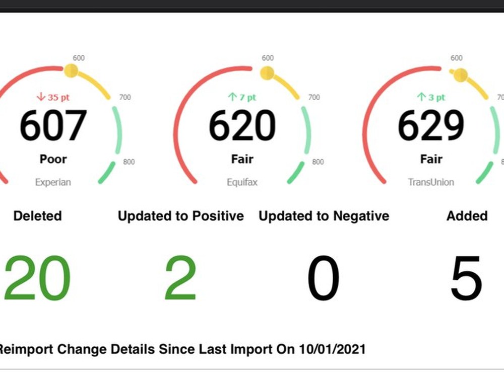 SmartCredit summary showing 20 negative items deleted.