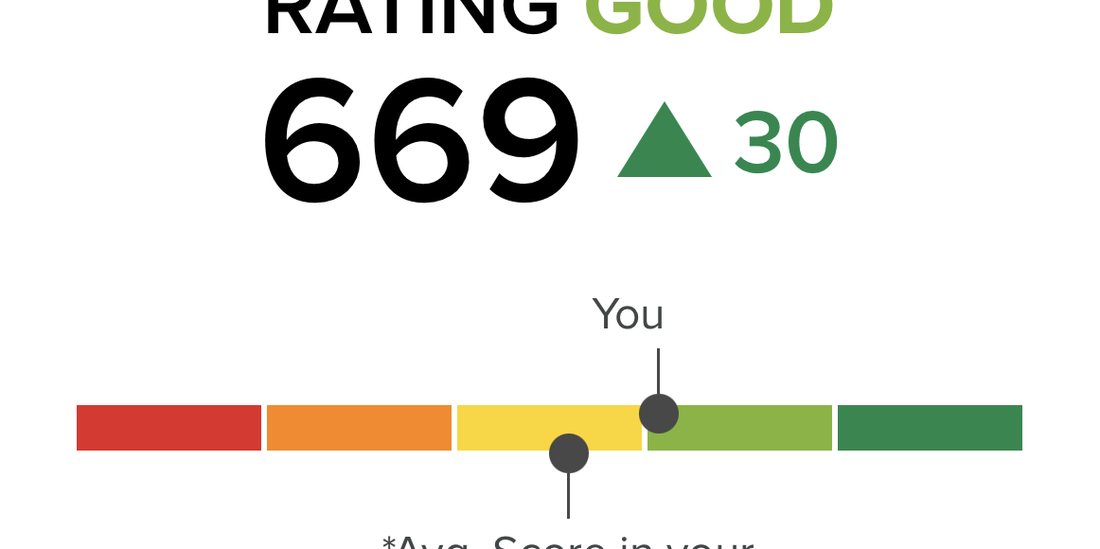 NavyArmy credit score showing 669, rating good, up 30 points.